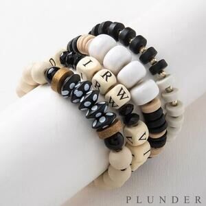 New Plunder "Alphabet" Wooden Letter Block Bracelet Set (6.5")
